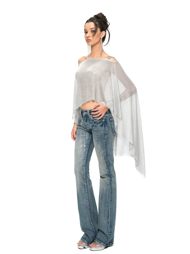 Silver Iridescent Thread Beach Cape