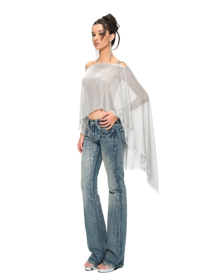 Silver Iridescent Thread Beach Cape