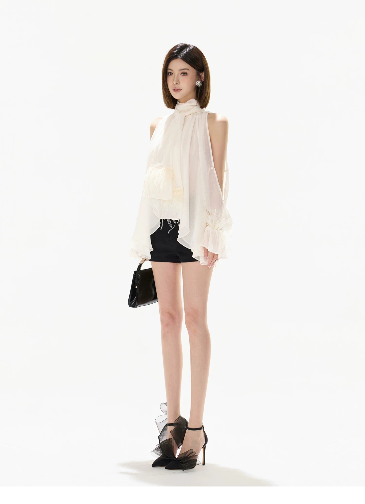 Vintage Court Halterneck Chiffon Sleeveless Blouse