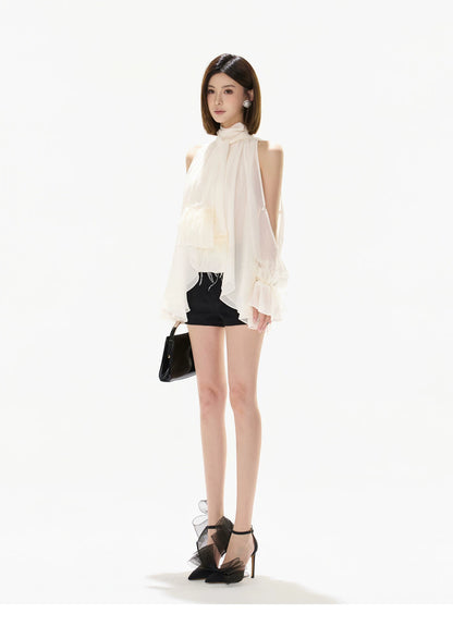 Vintage Court Halterneck Chiffon Sleeveless Blouse