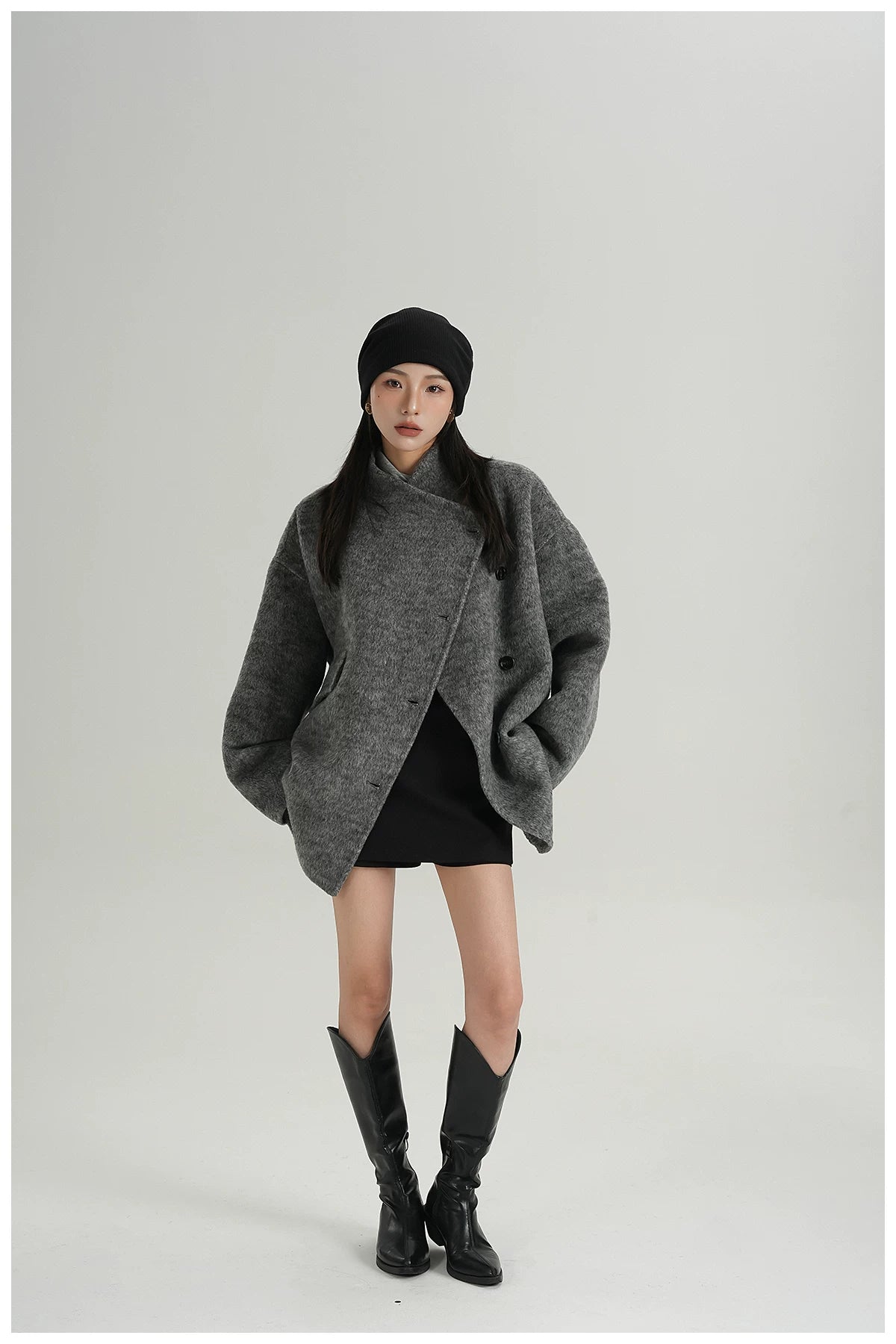 Double-Faced Wool Cape Jacket