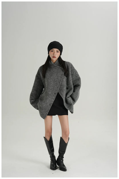 Double-Faced Wool Cape Jacket