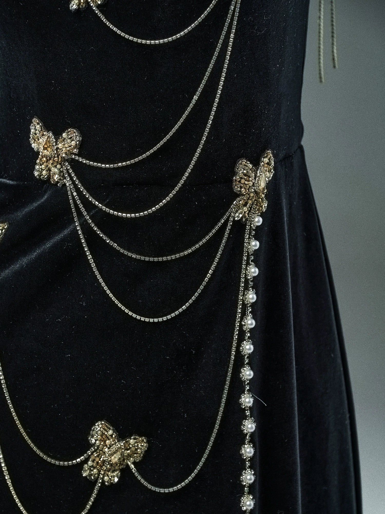 Elegant Black Velvet Couture Gown