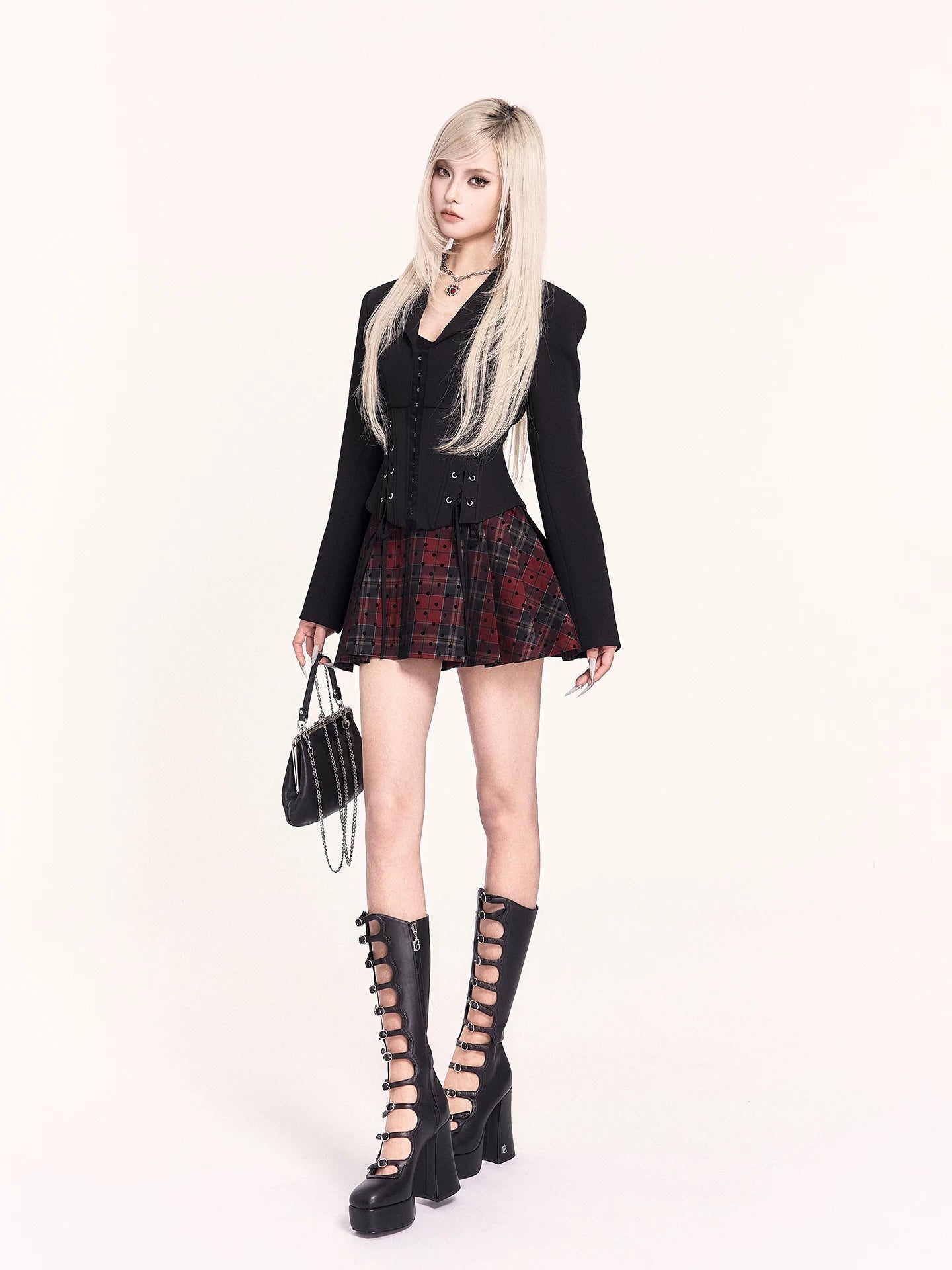 Corset High-Waist Pleated Mini Skirt