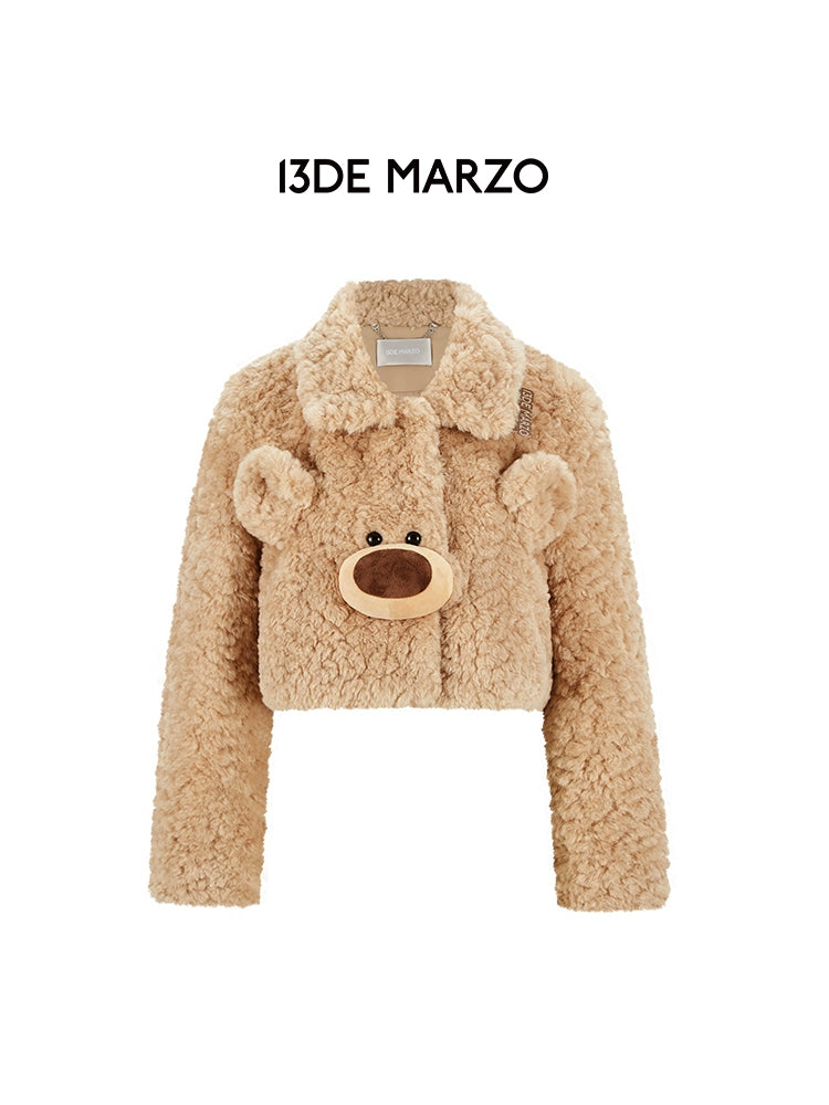 Bear Face Faux Fur Coat
