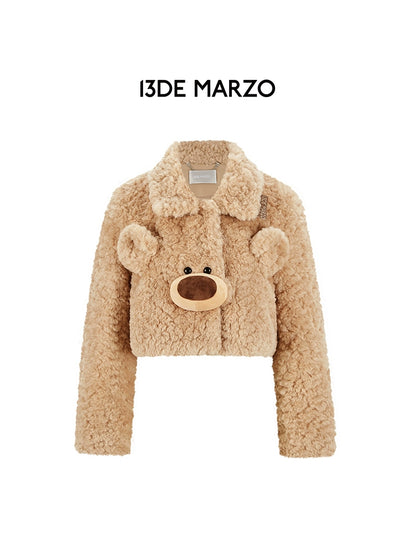 Bear Face Faux Fur Coat