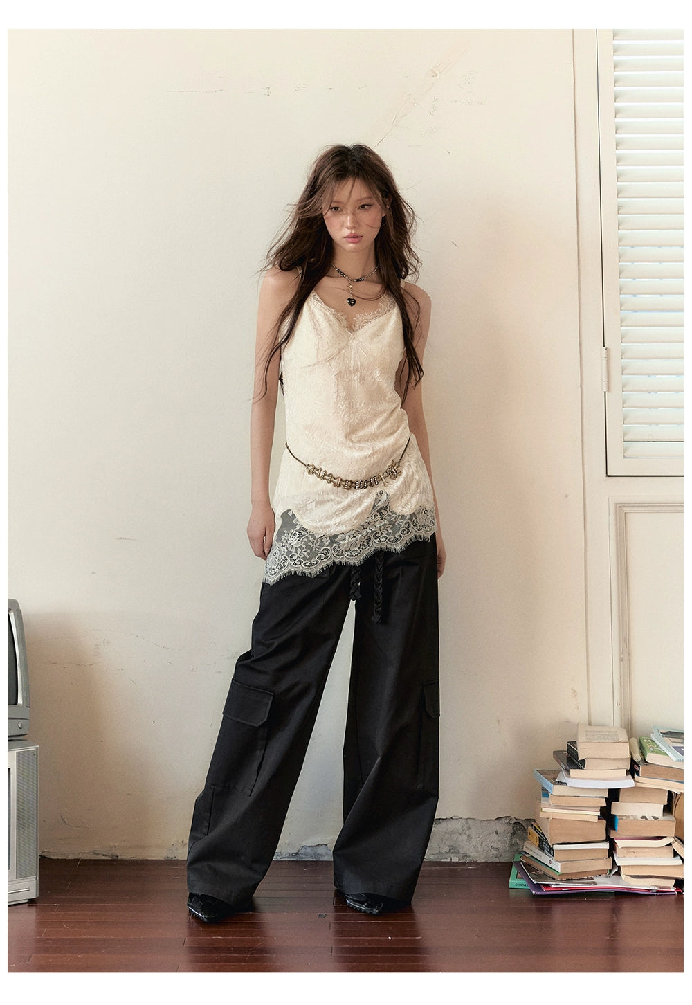 Loose-fitting Straight-leg Pants with Large Pockets