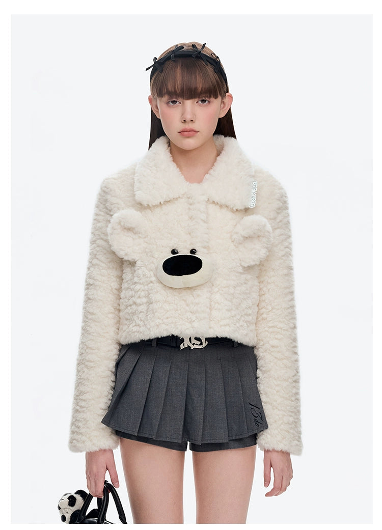 Bear Face Faux Fur Coat