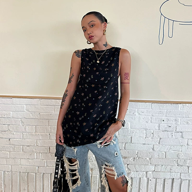 Relaxed Sleeveless Mid-Length Tank Top