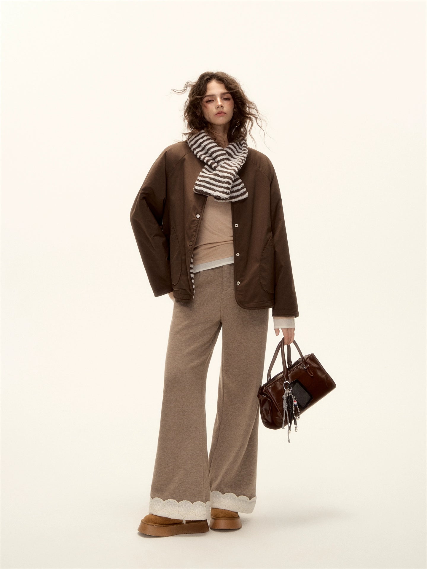 Layered-Effect Crew Neck Fitted Knit T-Shirt