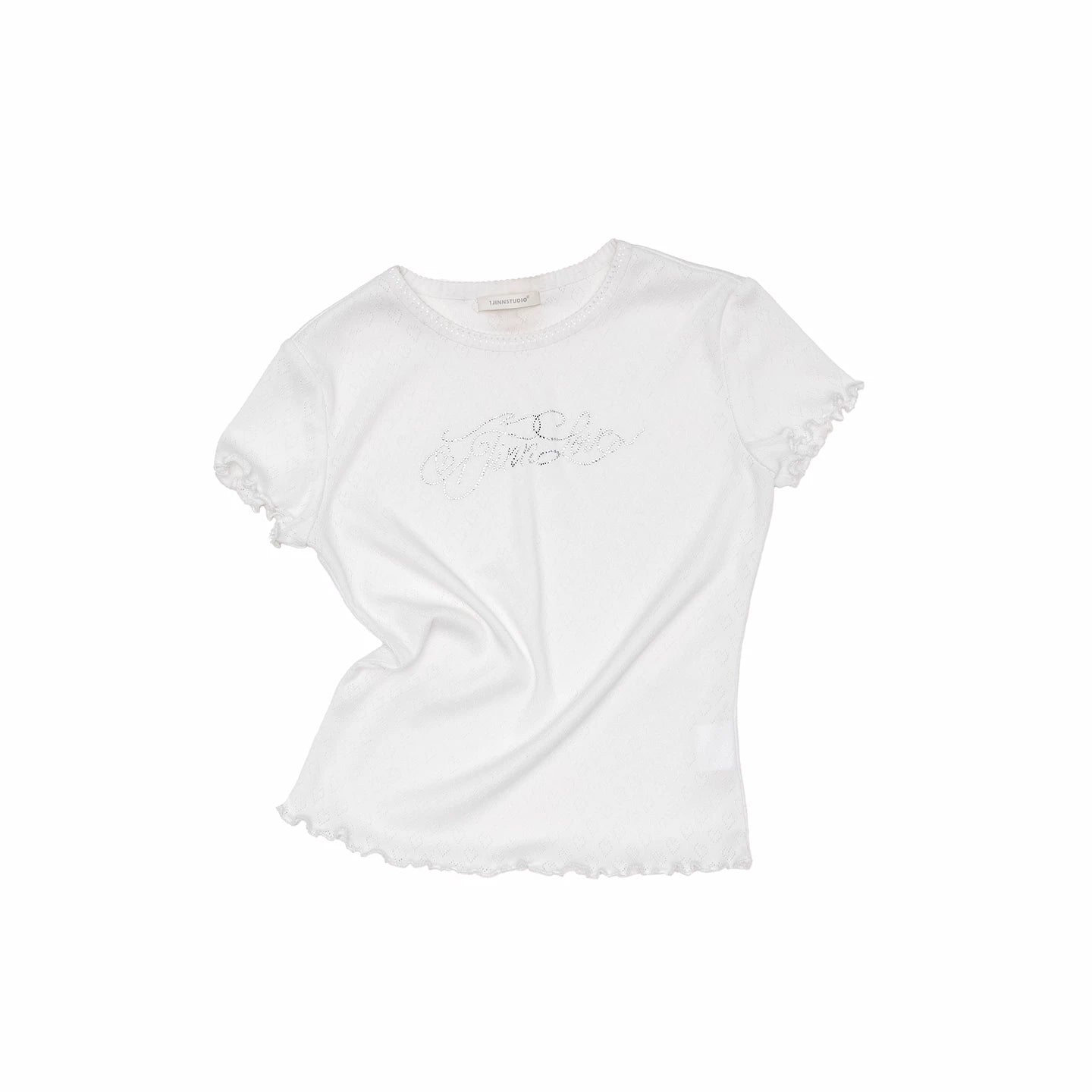 Rhinestone Logo Slim-Fit Baby Tee 1Jinn Studio