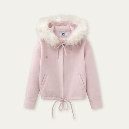 Rose Hooded Wool-Blend Jacket