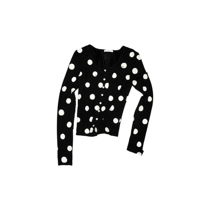Polka Dot Contrast Knit Cardigan &amp; Lounge Pants Set