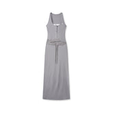Contrast Color Fake Two-piece Waist Hollow Dress - CHINASQUAD