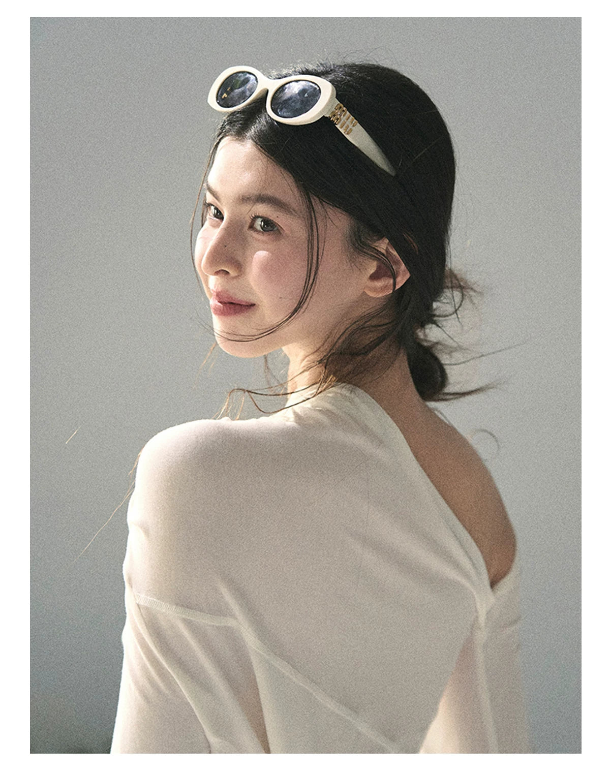 Light &amp; Shadow Asymmetric Long-Sleeve Top