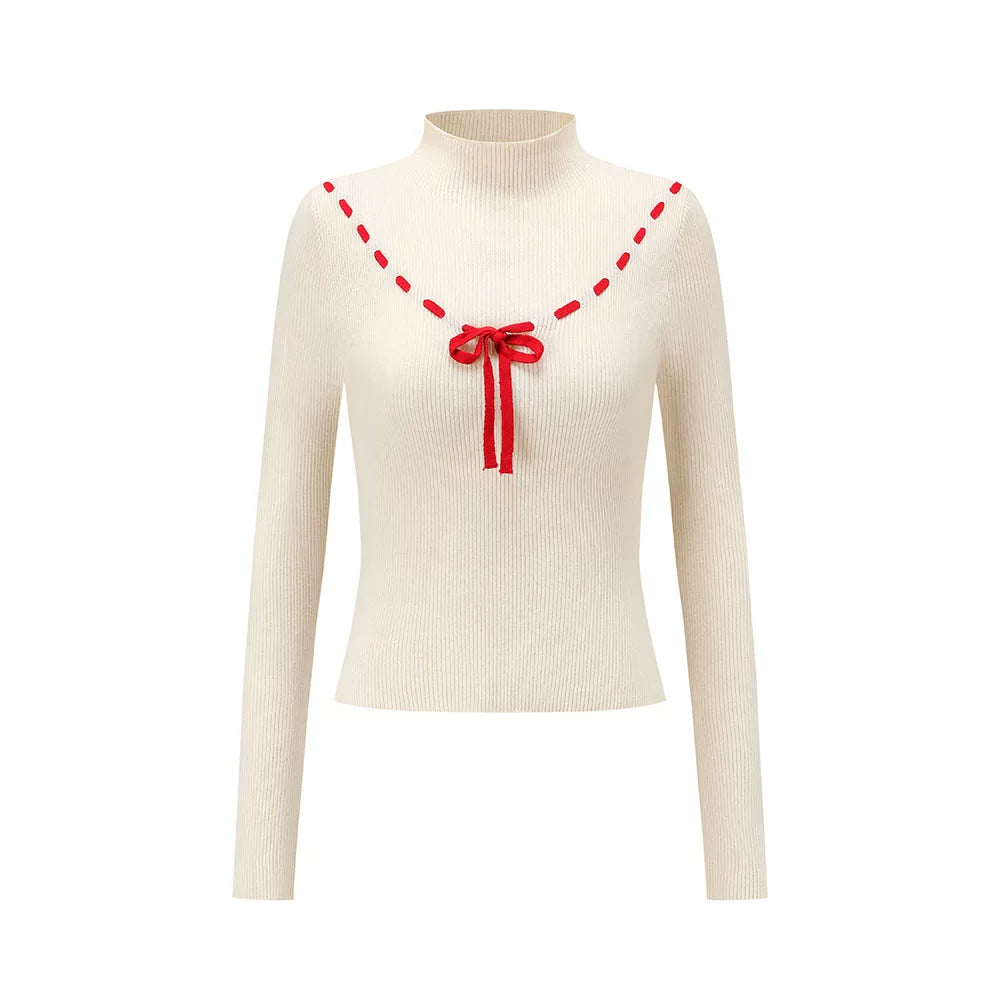 Collegiate White Mock-Neck Knit Top &amp; Skirt Set