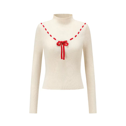 Collegiate White Mock-Neck Knit Top &amp; Skirt Set