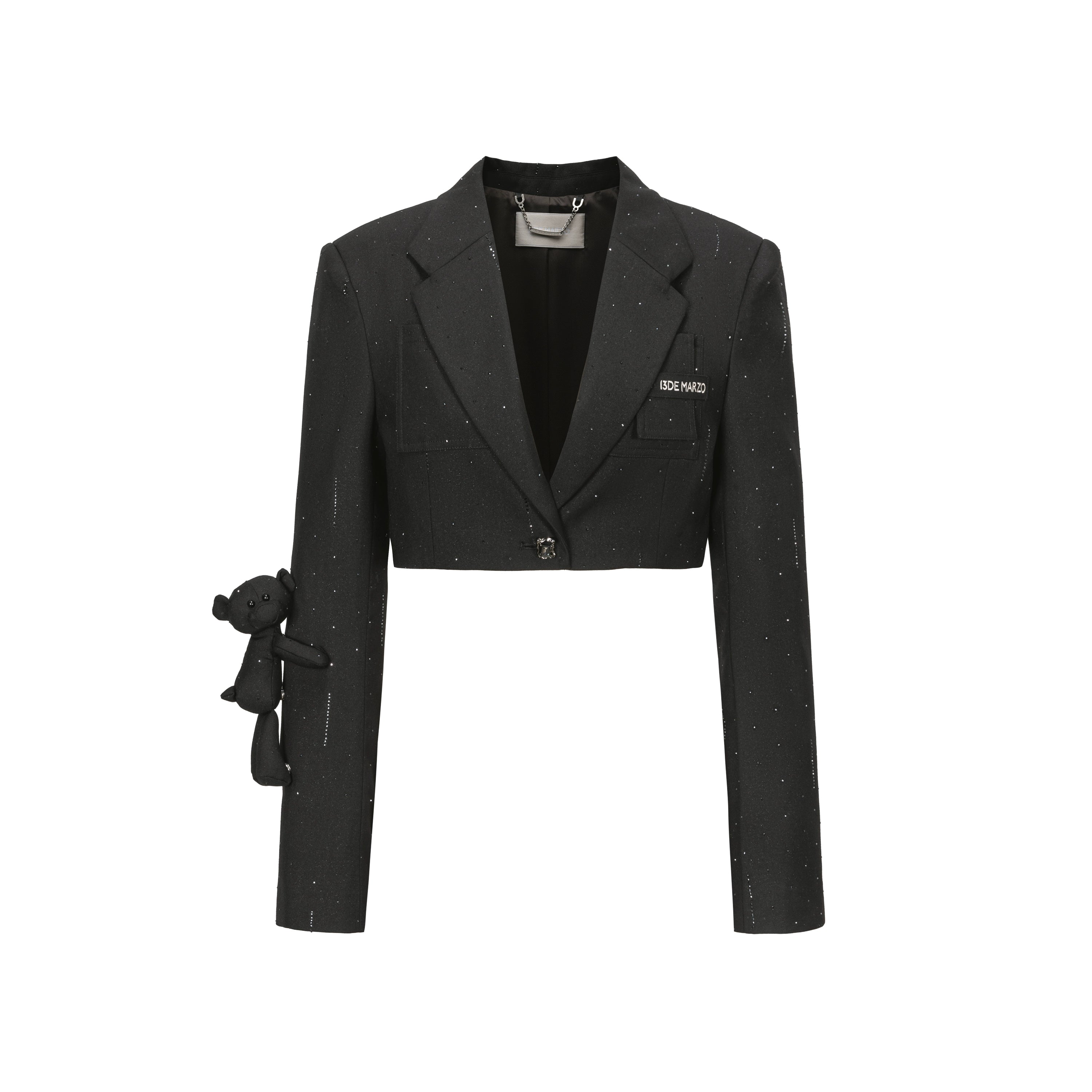 Shimmer Cropped Tailored Blazer