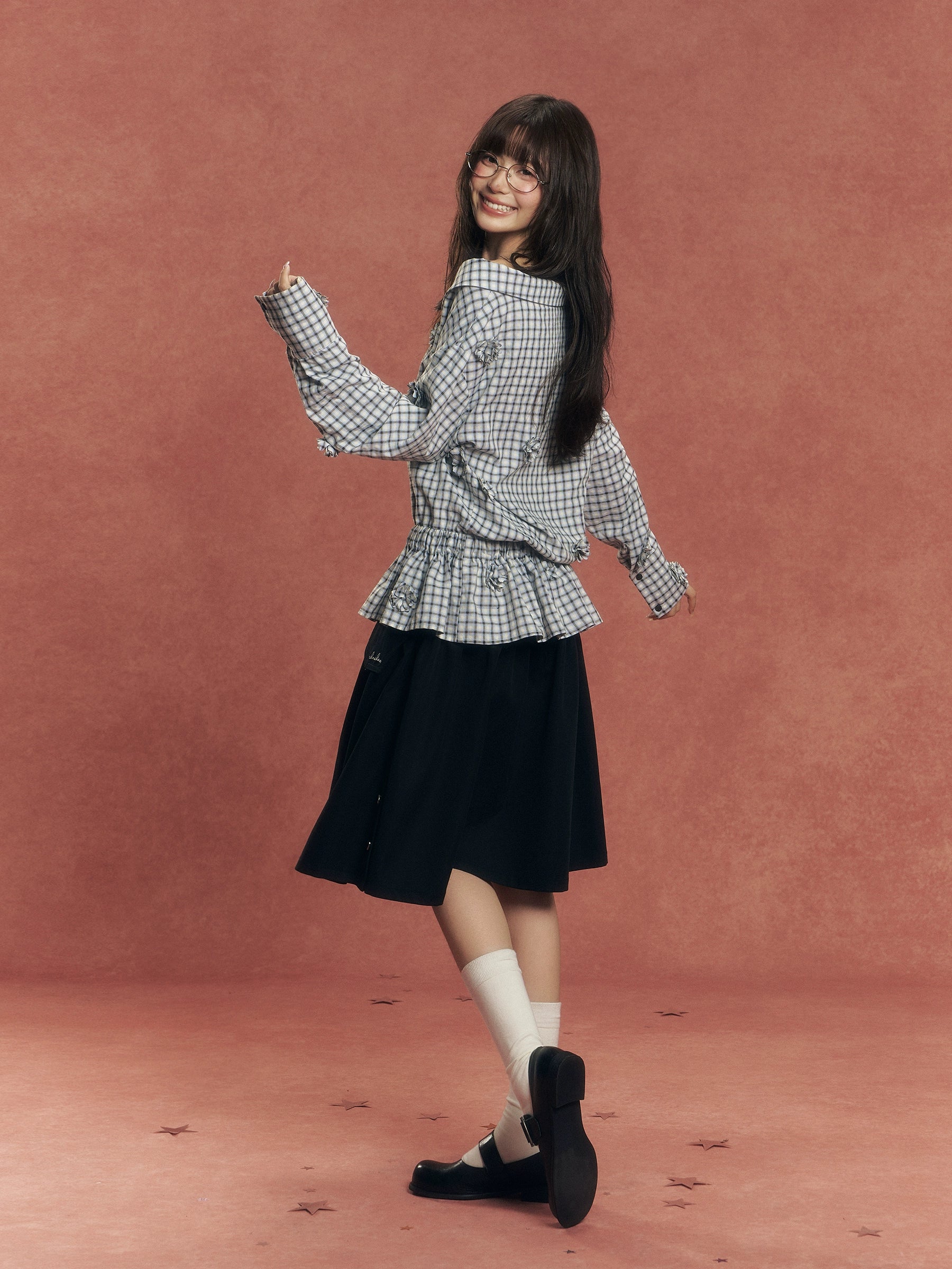 One-Shoulder Convertible Waist-Cinched Shirt