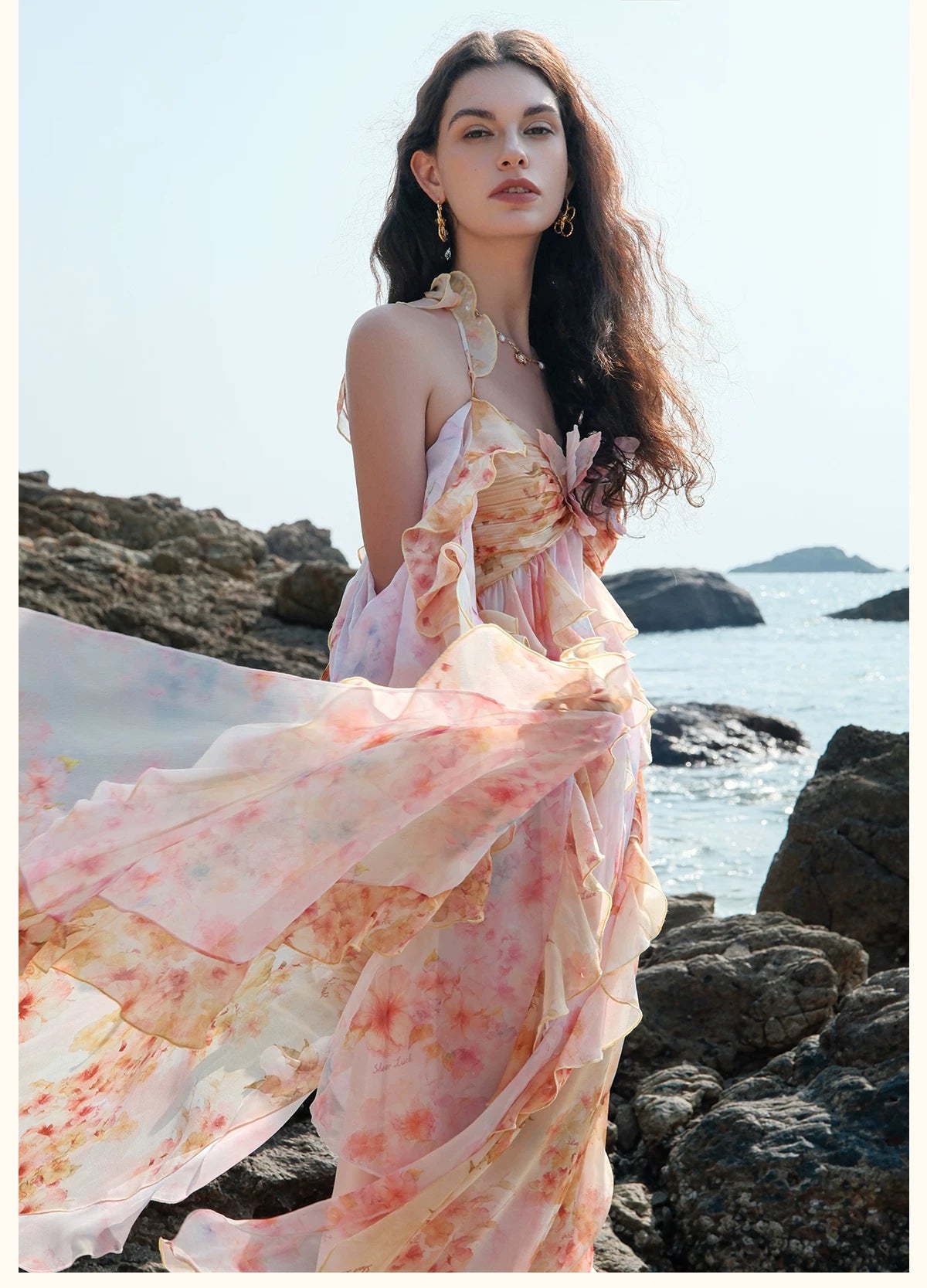 Layered Halter Maxi Dress Pink / S