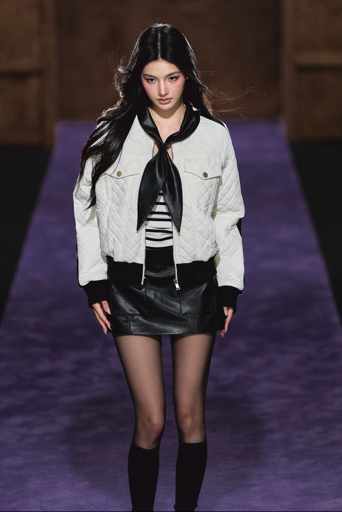 Diamond Quilted Bow-Tie Cotton Padded Jacket