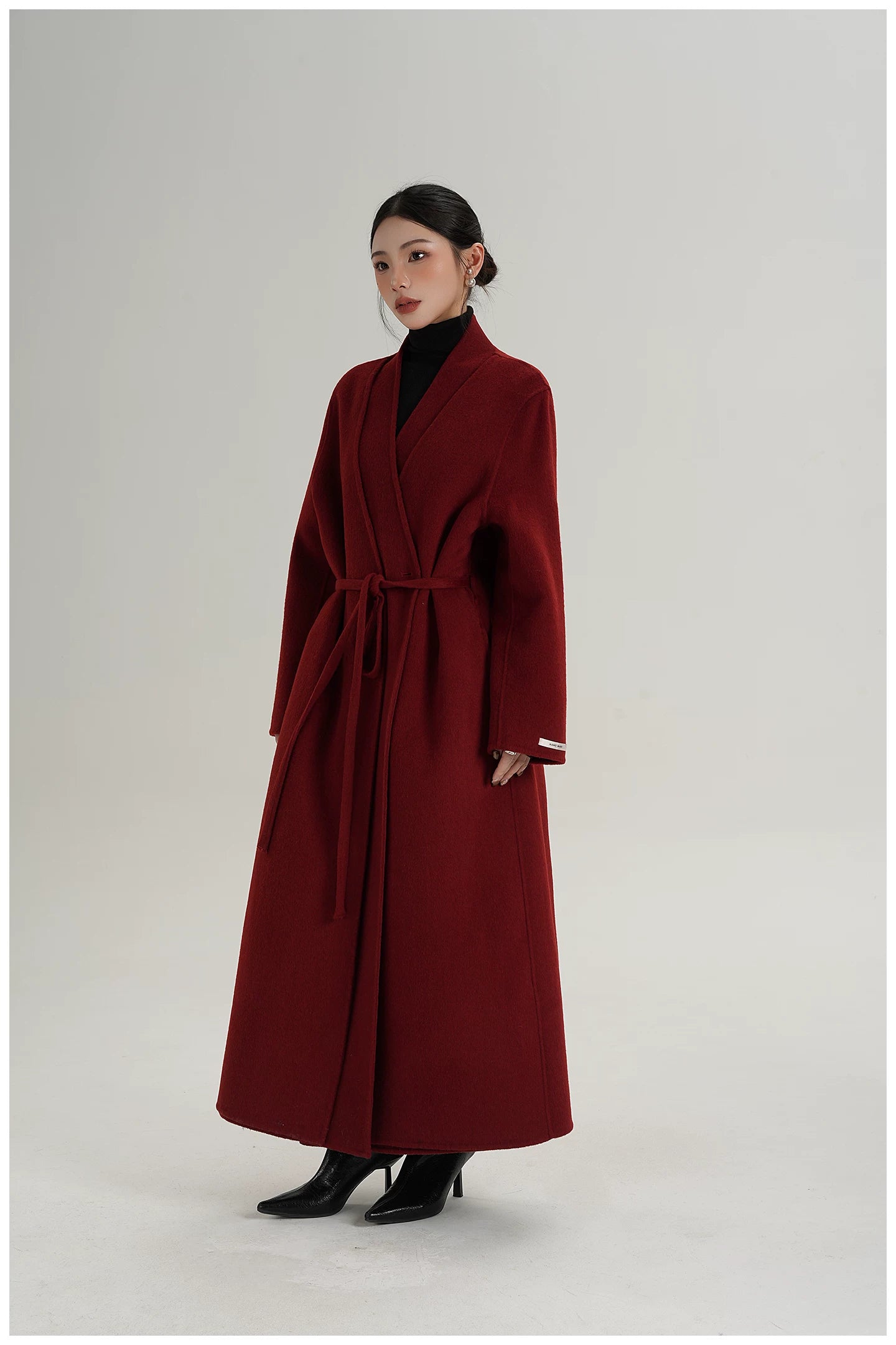 Elegant Double-Faced Wool Long Coat
