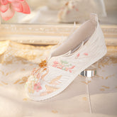 Embroidered Pearl Tassels Flat Shoes - CHINASQUAD