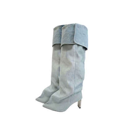 Slouch-Stiefel mit spitzer Zehenpartie