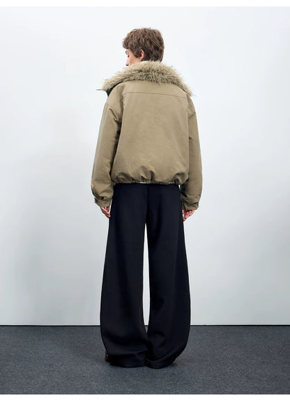 Wool-Blend Sculpted Curved-Leg Tailored Trousers