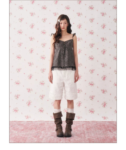 Vintage Lace Trim Lyocell Shorts