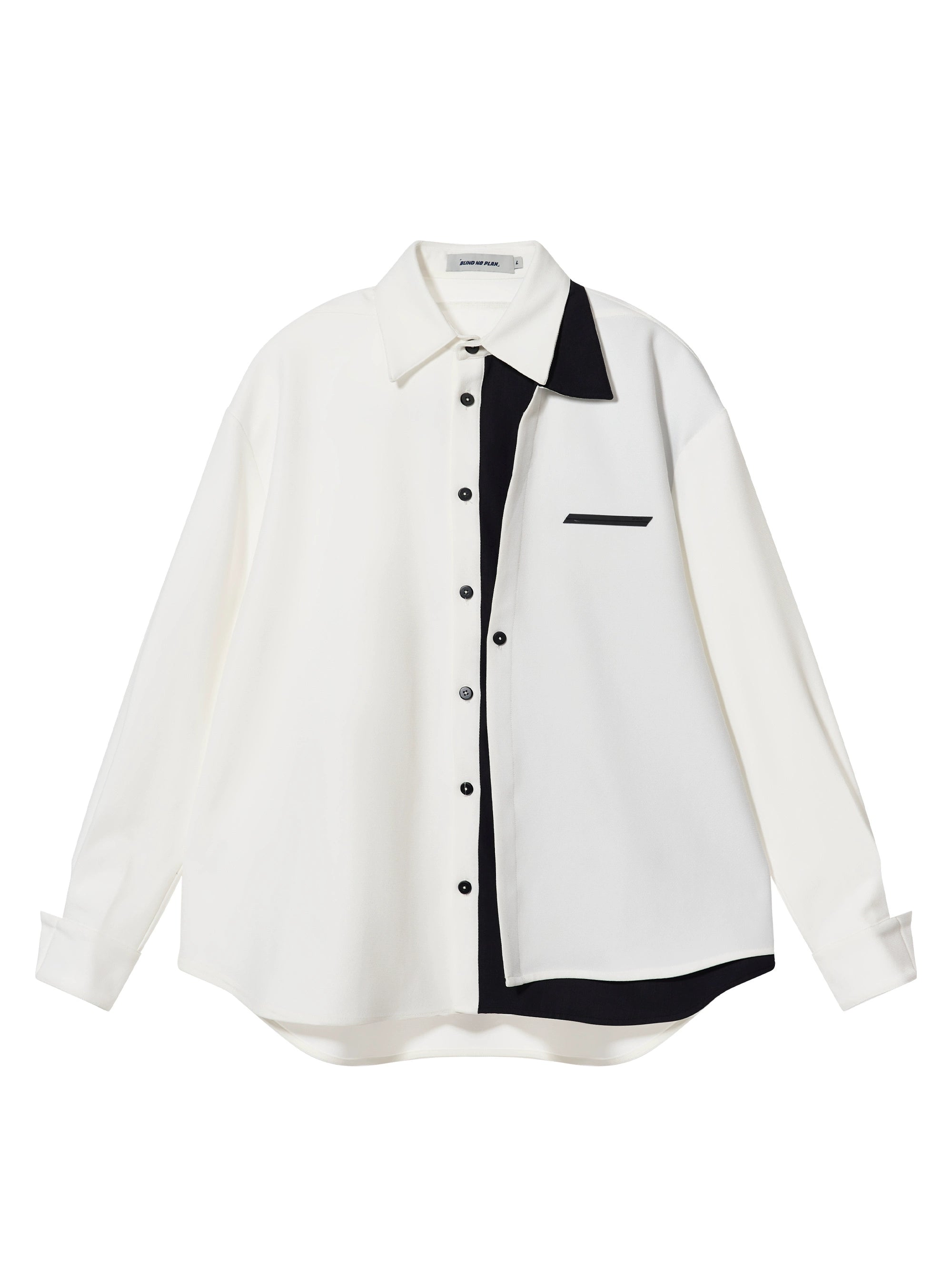 Layered Contrast Multi-Collar Asymmetric Shirt