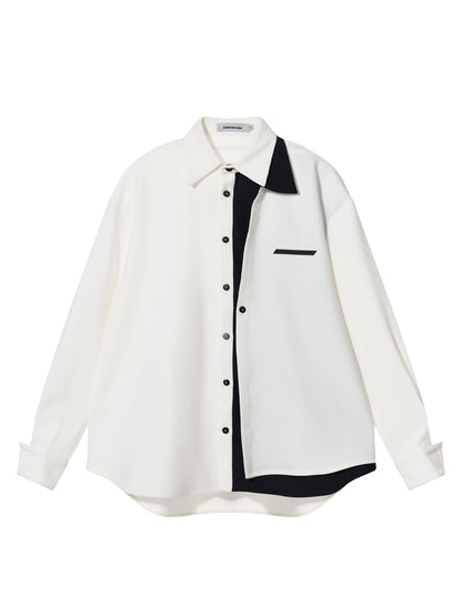 Layered Contrast Multi-Collar Asymmetric Shirt