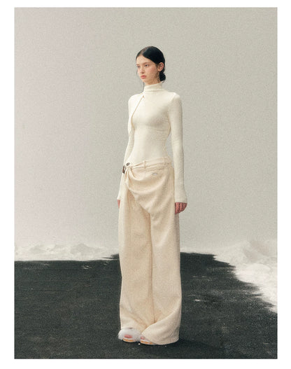 Korean Fleece-Lined Wide-Leg Pants