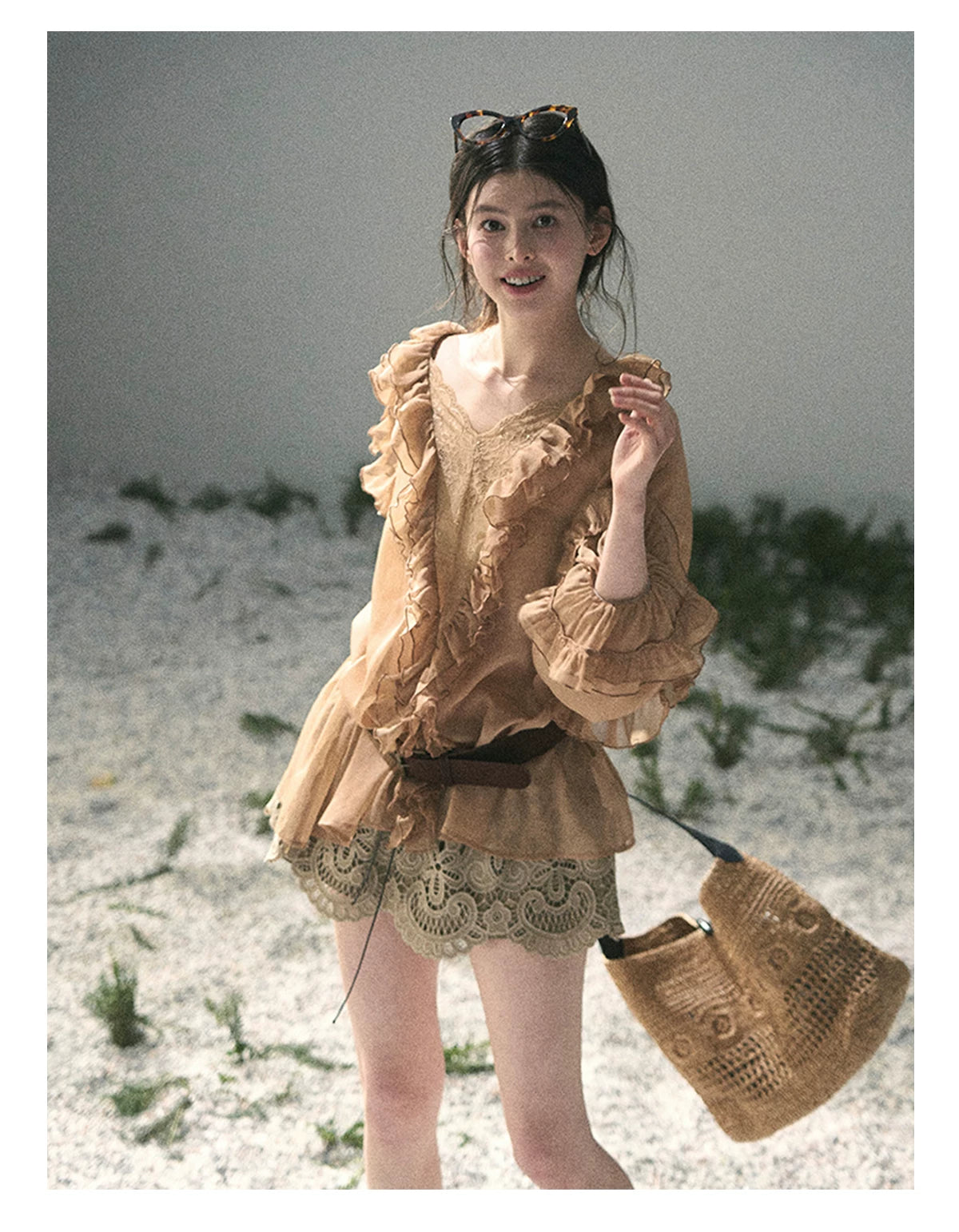 “Lost in Your Embrace” French Floral Cutwork Bubble Mini Skirt