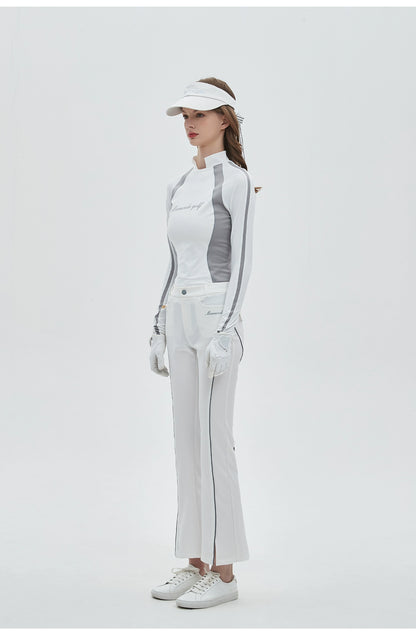 White Quick-dry Golf Turtleneck Top &amp; Trousers Set