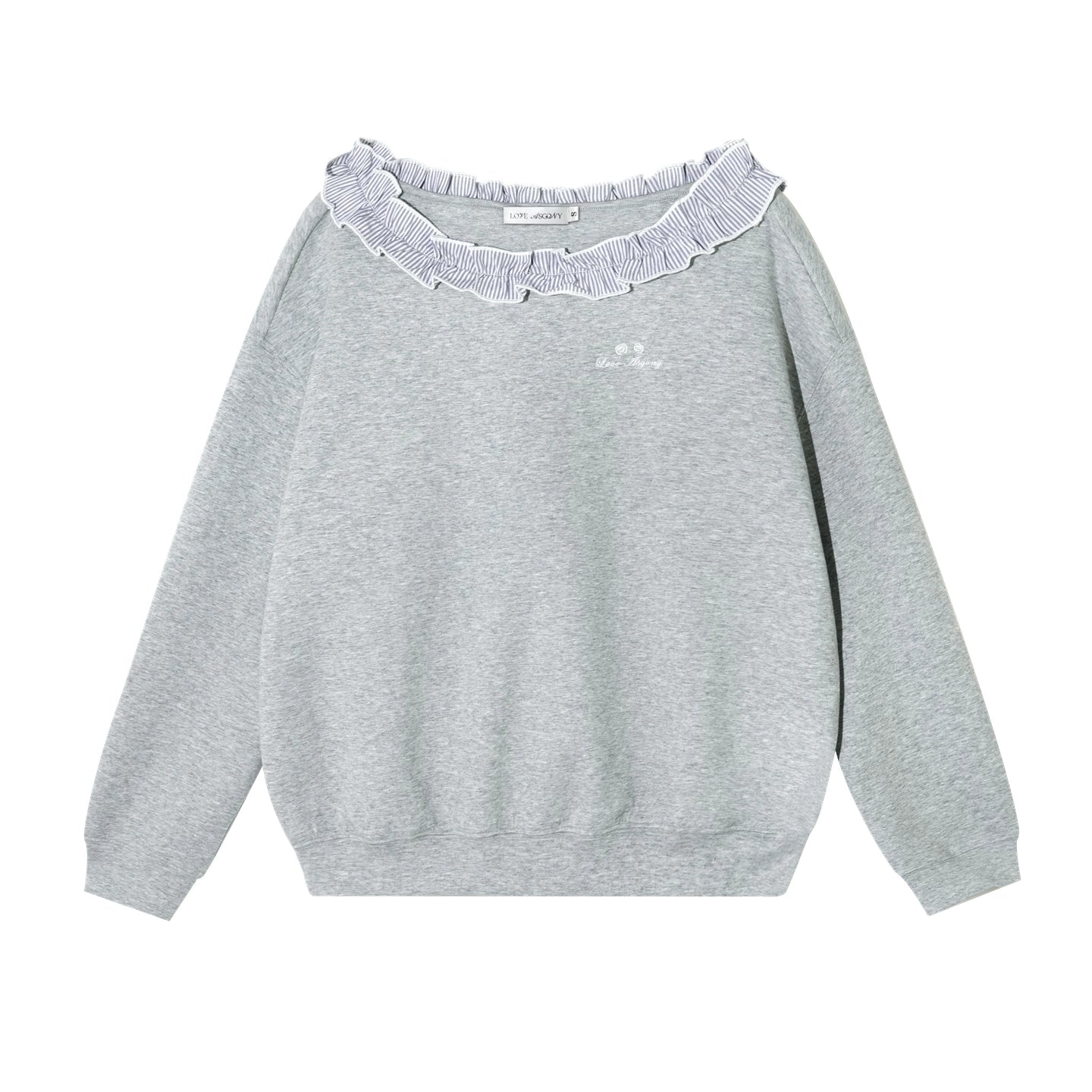 Stripe Ruffled Off-shoulder Sweatshirt