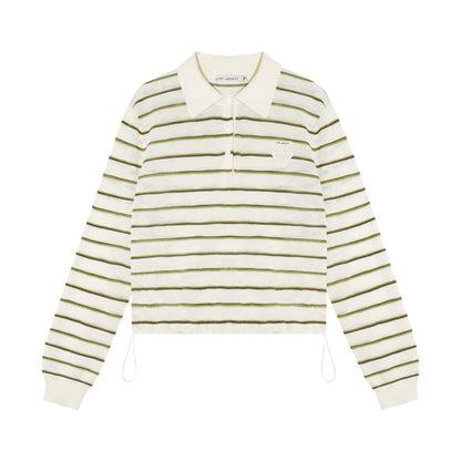 Striped Polo Drawstring T-shirt