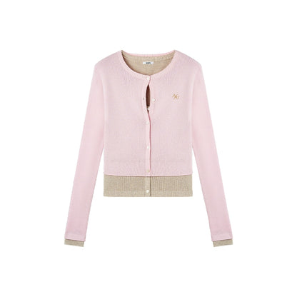 Lugano Wool Blend Contrast Layered Knit Cardigan