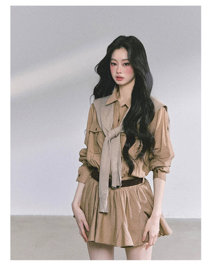 Elevated Hepburn-Style Utility Mini Dress