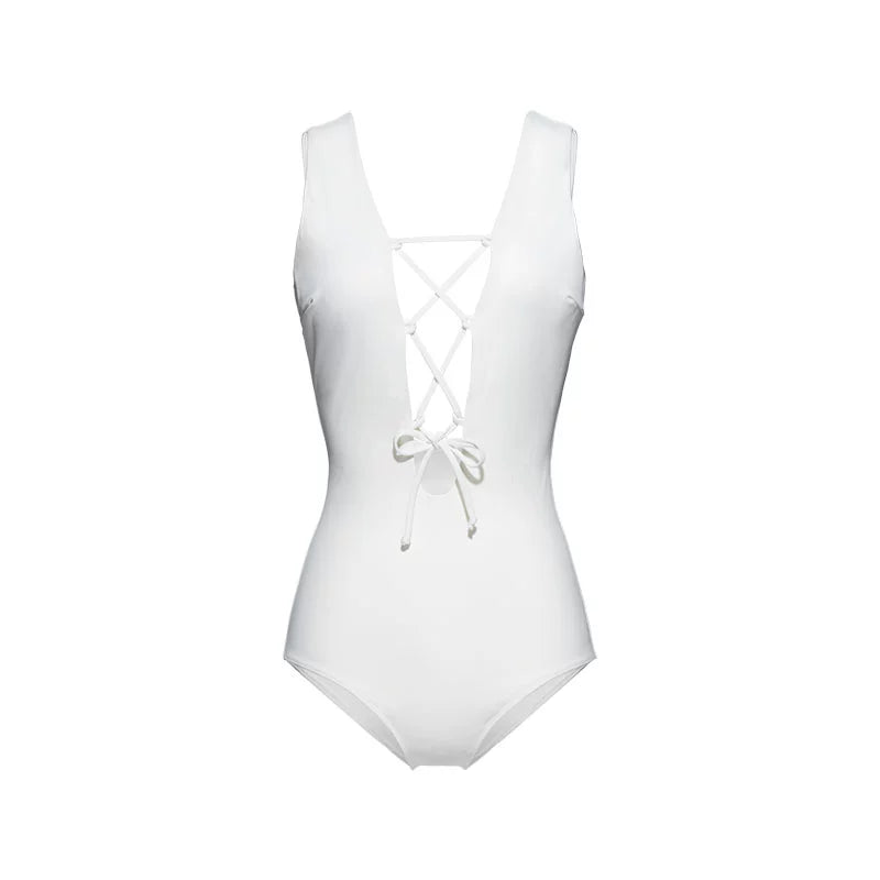 Deep V-neck Halter One-piece Swimsuit