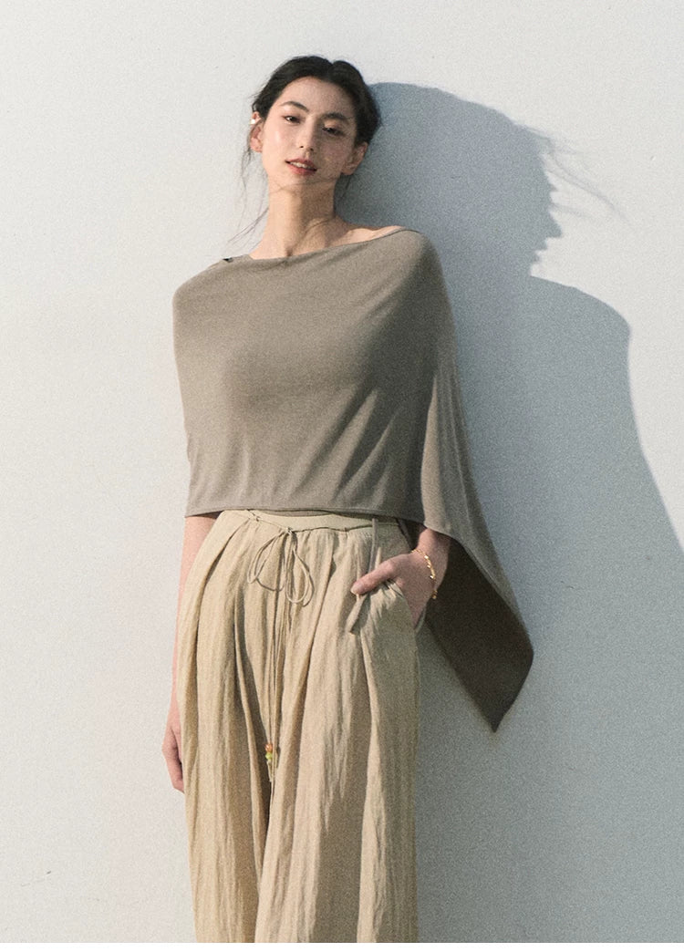 White Jade Asymmetric Draped T-Shirt