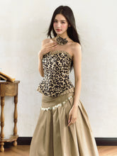 Black Gold Leopard Print Wood Ear Tube Top Vest - CHINASQUAD