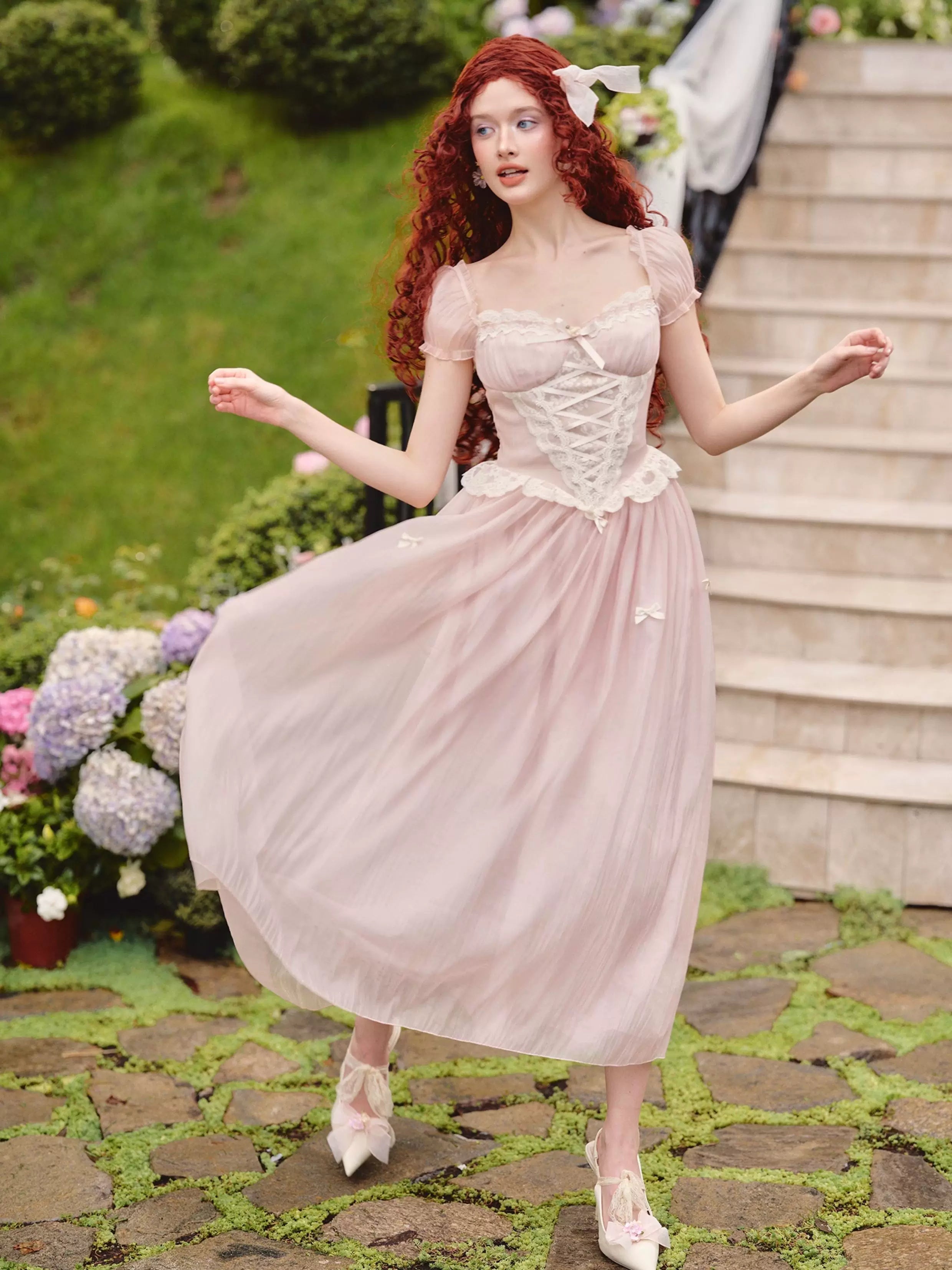 Pink Mist Fairy Corset Maxi Dress