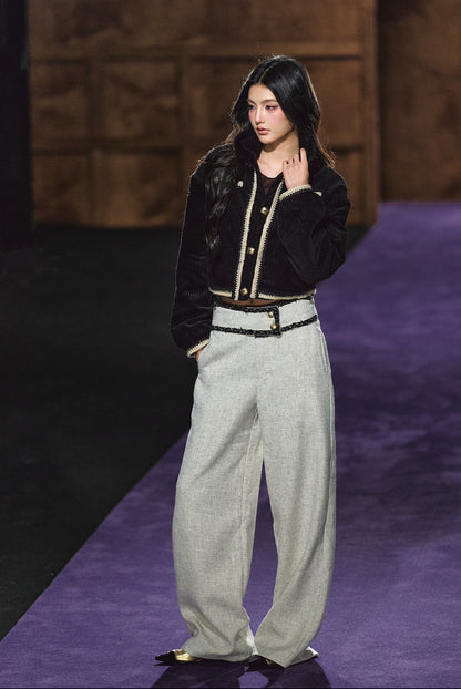 High-Waisted Tailored Wide-Leg Suit Pants