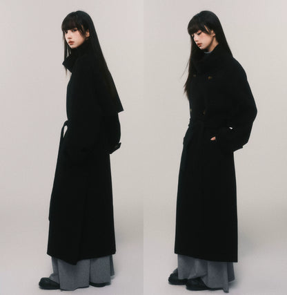 Stand-Collar Double-Faced Wool Coat