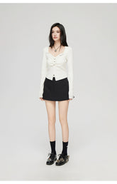 Black & White Wide Neckline Sweater - CHINASQUAD