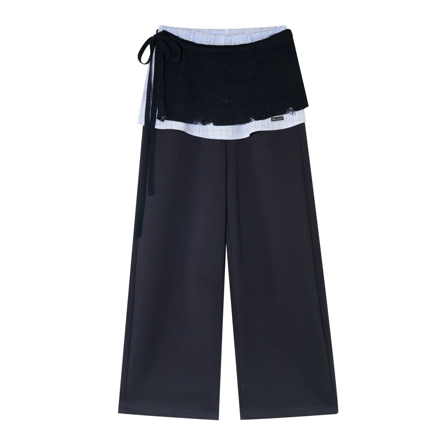 Patchwork Sweatshirt &amp; Curved-Hem Knit Pants Set