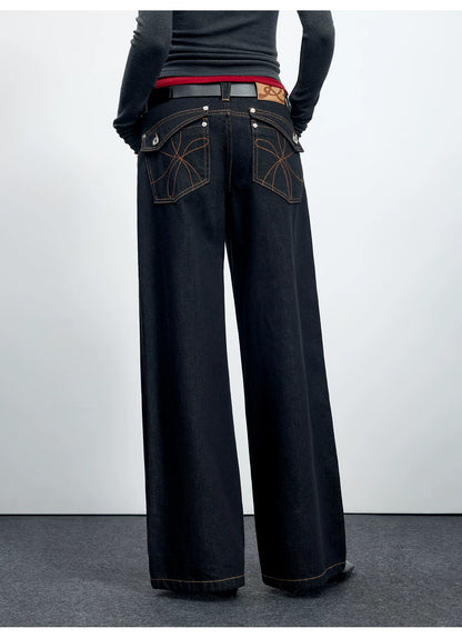 Denim Mid-Low Rise Straight-Leg Jeans