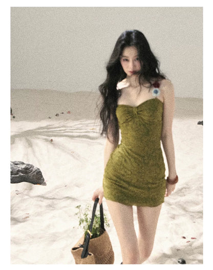 French Vine Jacquard Bodycon Mini Dress