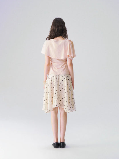 Layered Cape-Effect Slim-Fit Top
